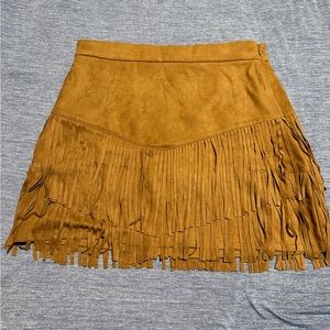 NWOT Camel fringe skirt size L